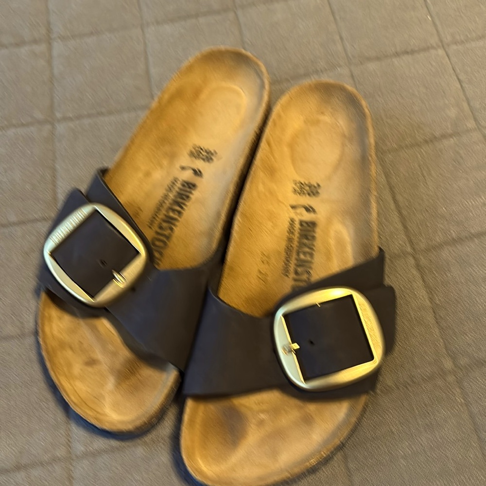 Navy Birkenstocks Madrid Big Buckle